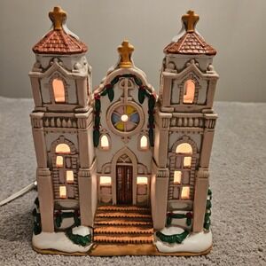 VTG Lefton Colonial Village Lighted Mission Church 1991 #0231 Christmas‎ Village